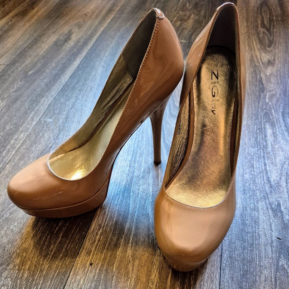 Zigi NY Nude Patent Platform Stilettos, Size 10 (41 EU), Worn Once